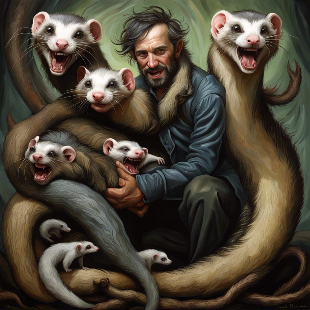 Surreal Man with Ferret Limbs in Digital Art