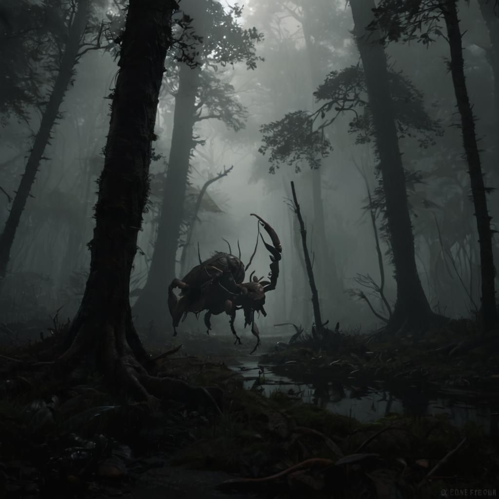 Giant Weta in Dark Forest: Hyperrealistic CryEngine Art