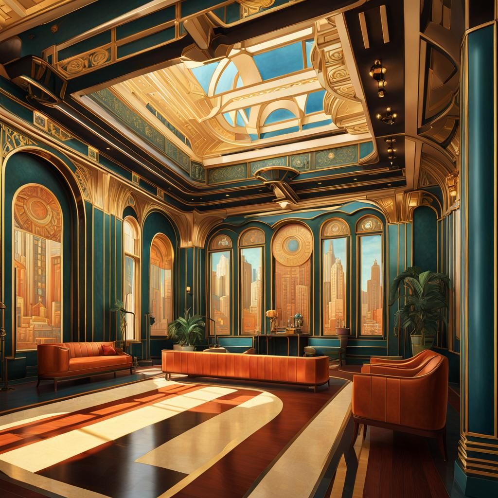Art Deco Building Interior in Art Nouveau Style