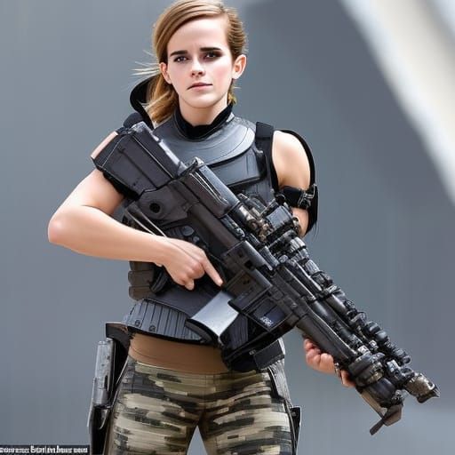 Futuristic Soldier with Energy Cannon in Hyperrealistic Styl...