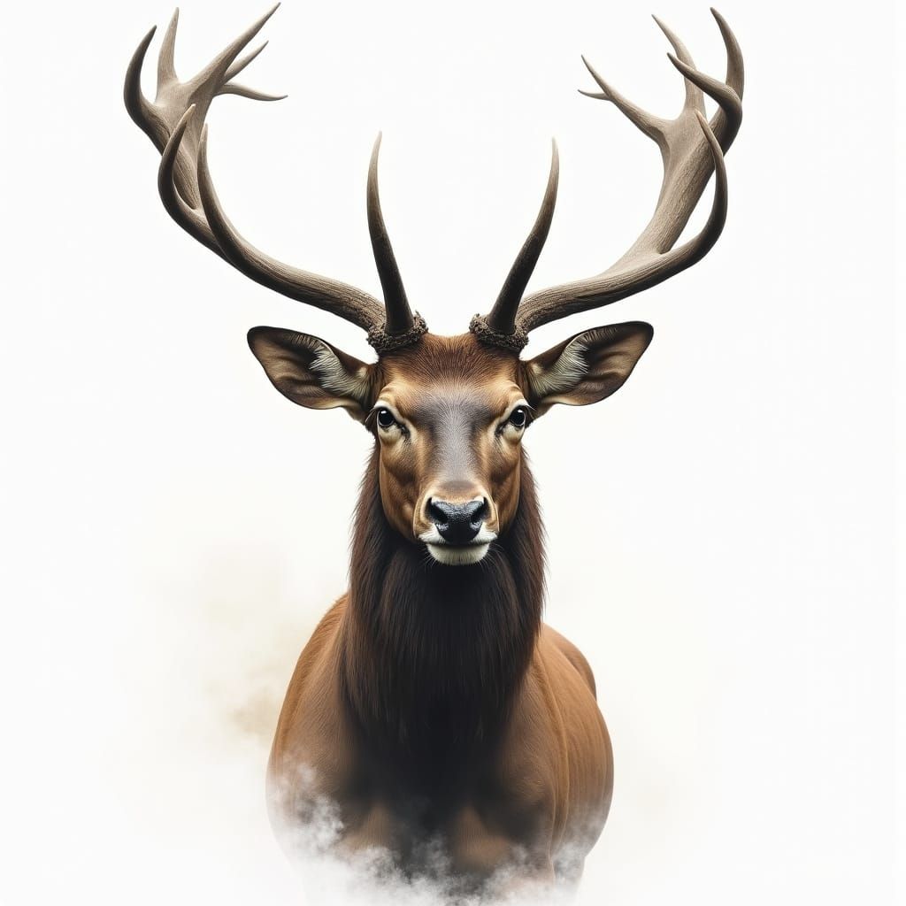 Majestic Stag Emerge in Hyperrealistic Pencil Drawing
