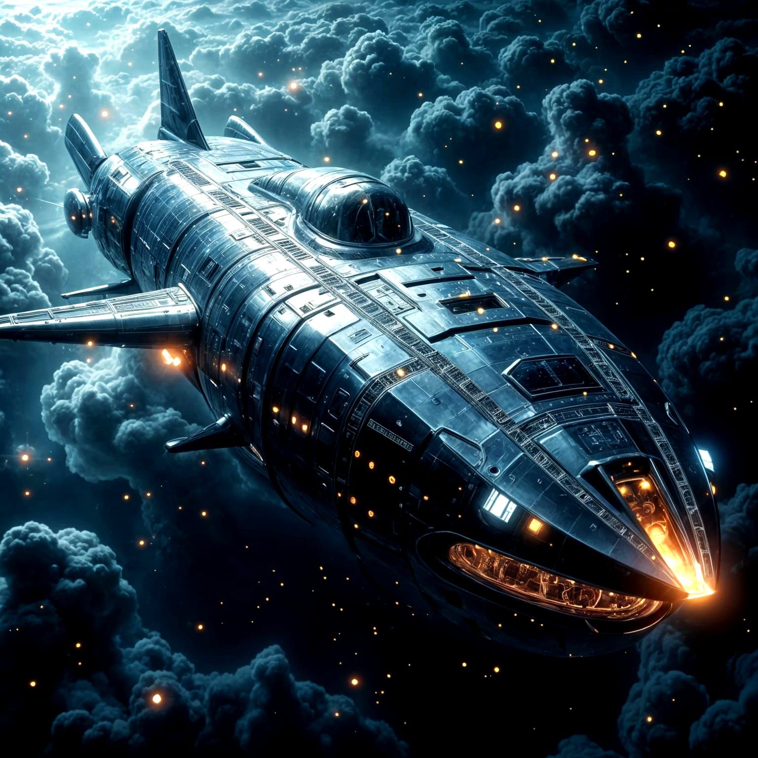 Armored Shark Rocket Ship with Anti-Gravity Engines