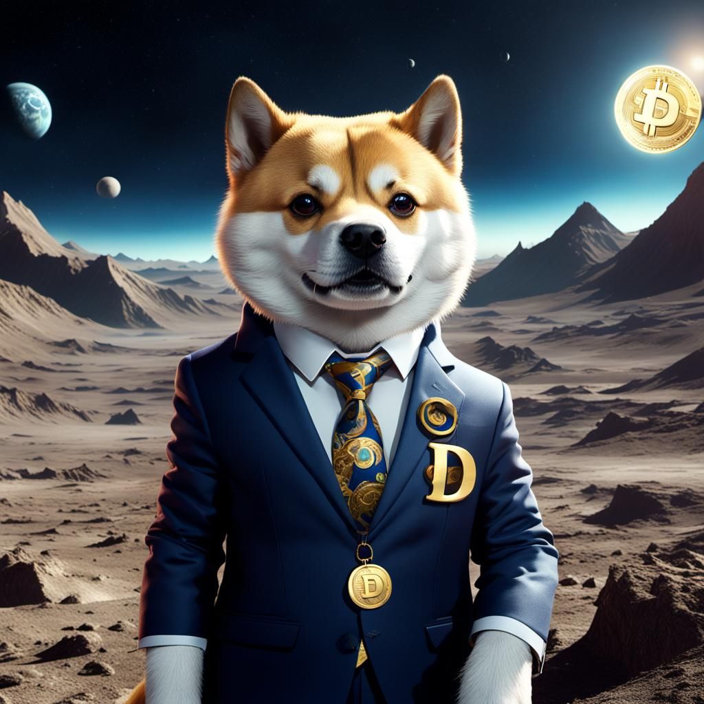 Dogecoin on the Moon: Digital Art