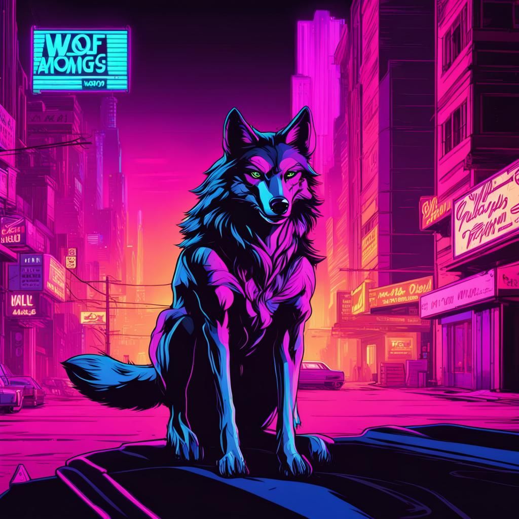 Synthwave Neon Retro Wolf Among Us