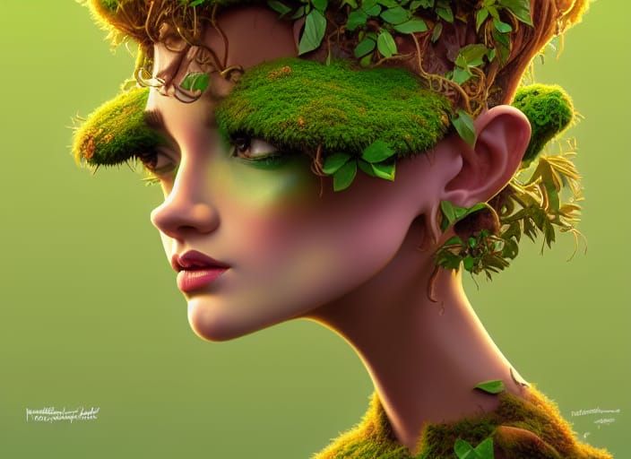 Blooming Moss Dryad in Cubist Style