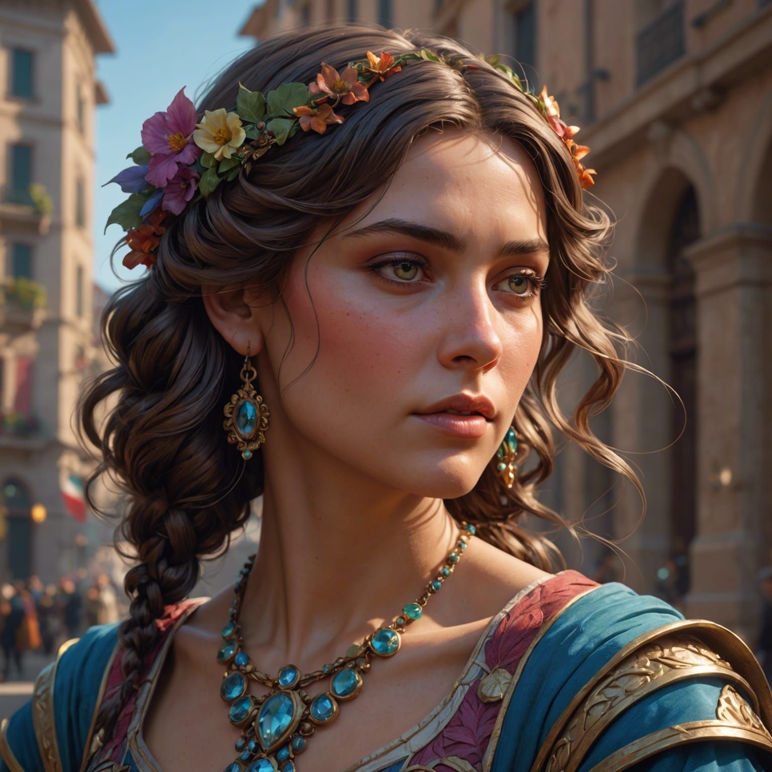 Detailed Italian Portrait in Art Nouveau Style