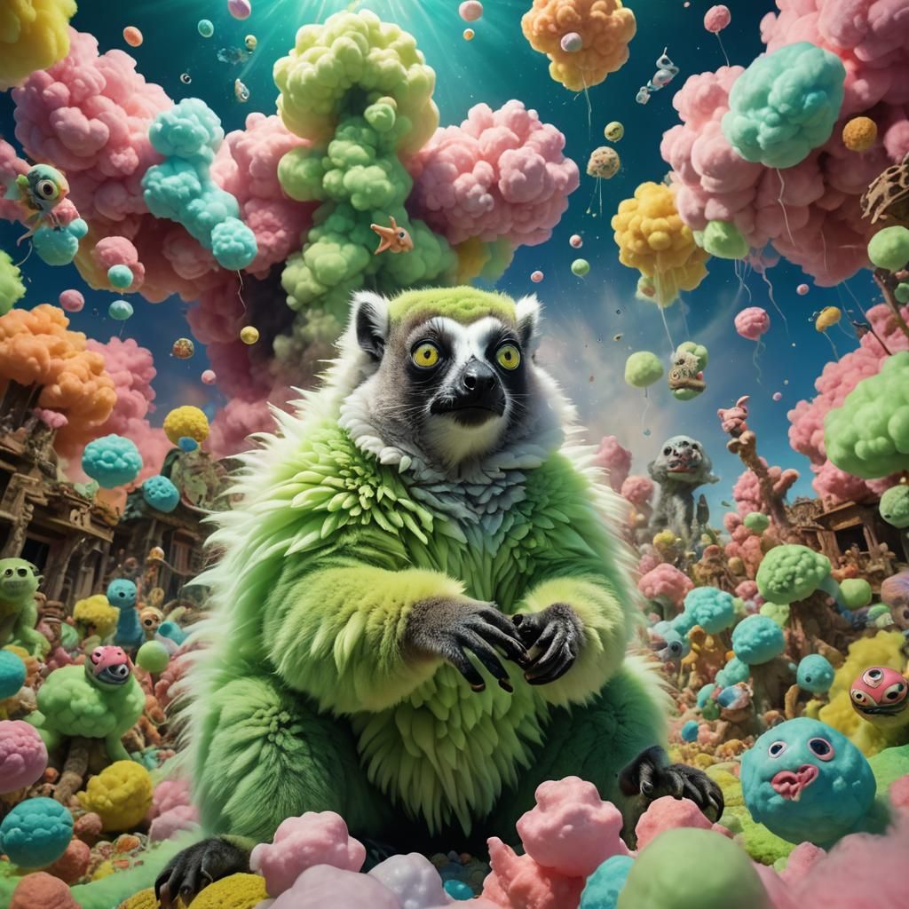 Surreal Underwater Atomic Explosion with Alien Lemur