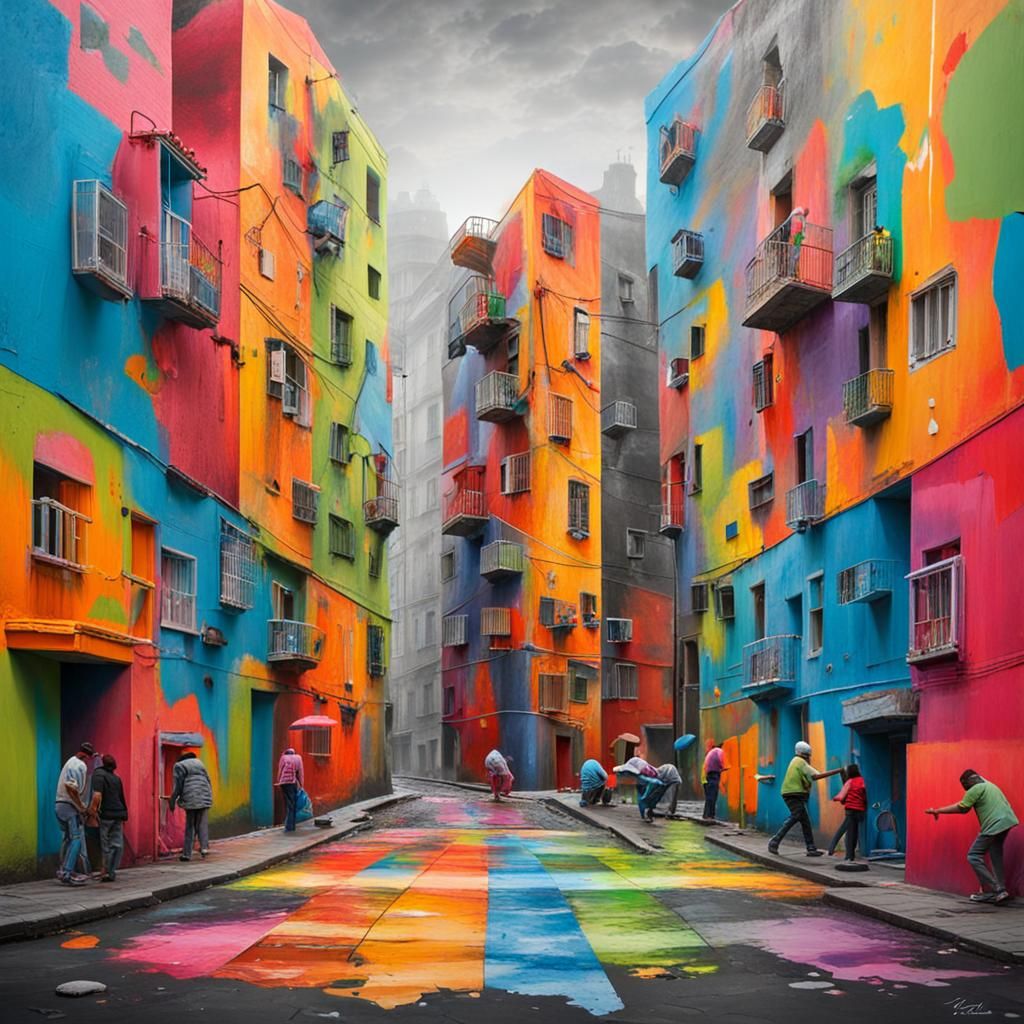 Colorful Art Restores Balance to Gray World