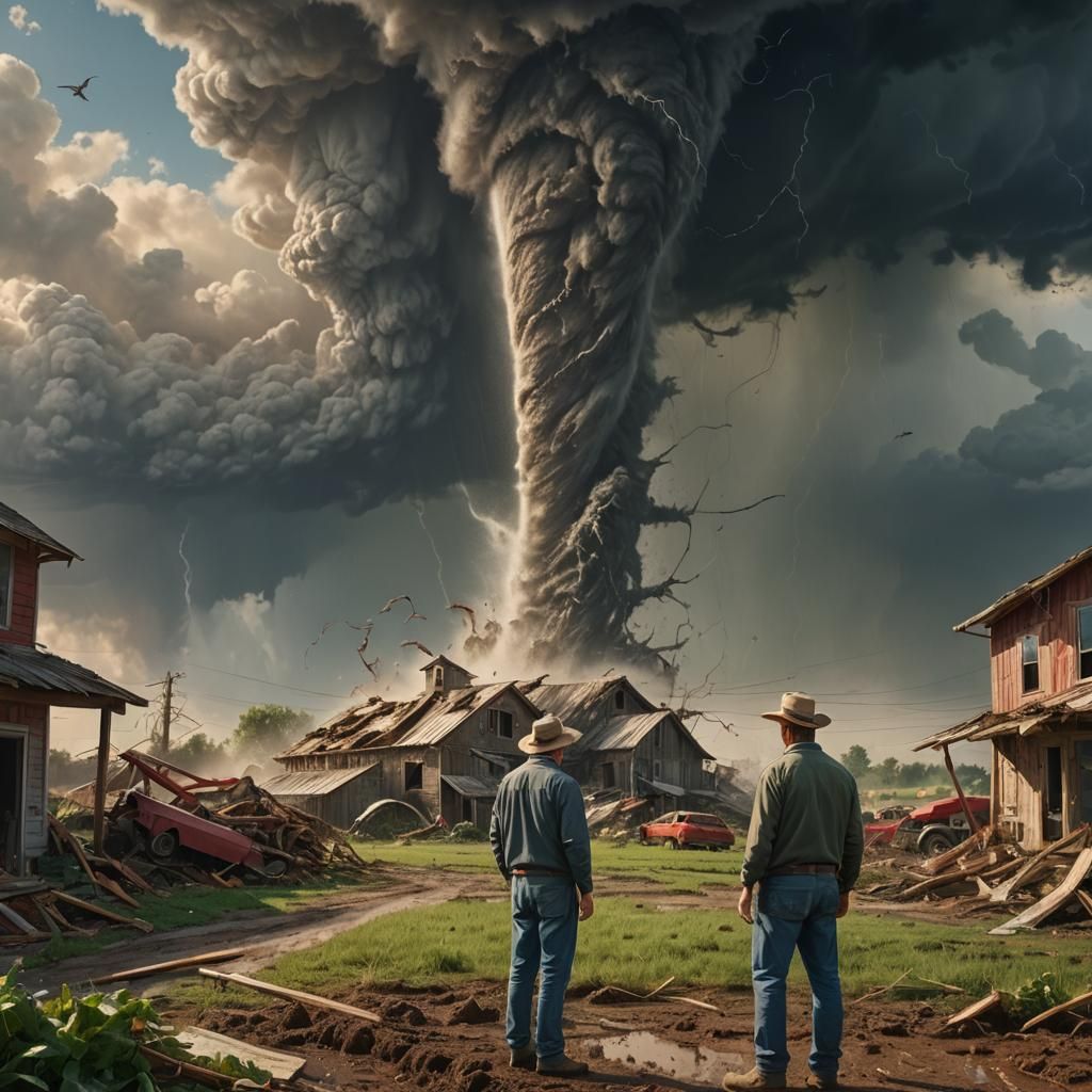 Hyperrealistic Tornado Devastates Farm in Dramatic Splash Ar...
