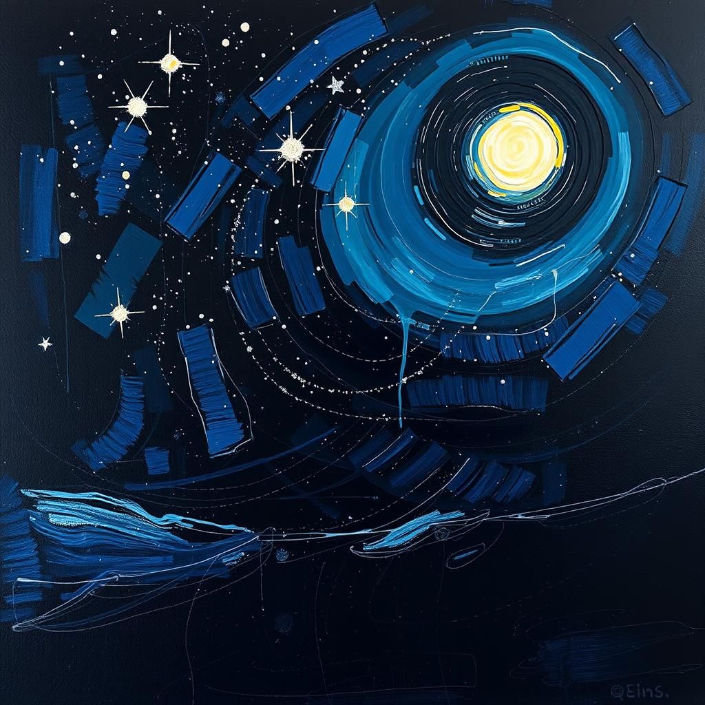 Starry Night in Expressionist Oil Painting