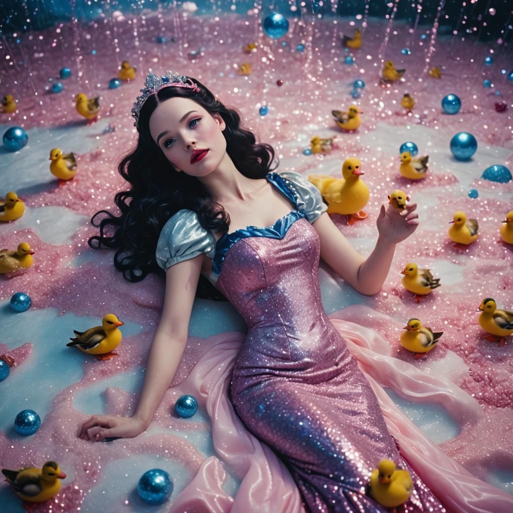Snow White Space Mermaid with Ducks in Film Still