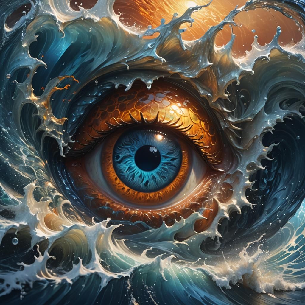 Ocean Wave Inside Giant Eye: Fantasy Concept Art