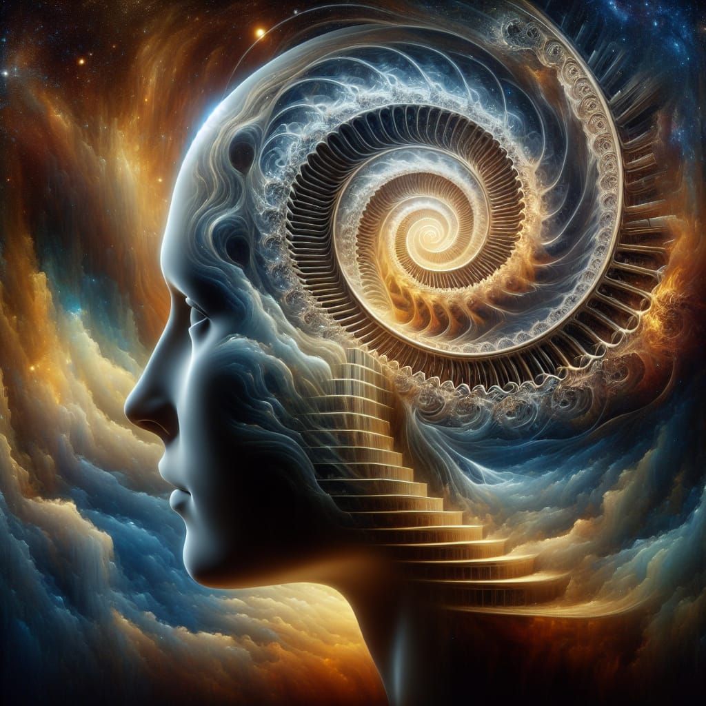 Digital Matte Painting of Intricate Brain-Inspired Spiral St...