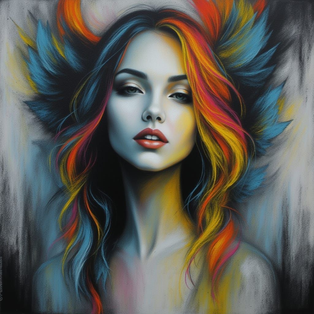 Abstract Neon Artwork with Retro Futurism Style