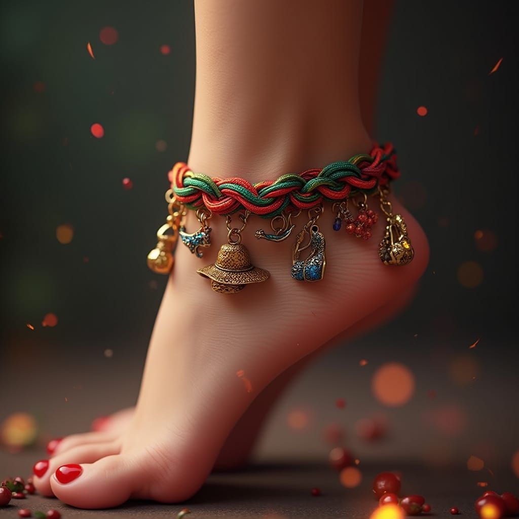 Enchanted Braided Anklet Tattoo with Whimsical Disney and Ad...