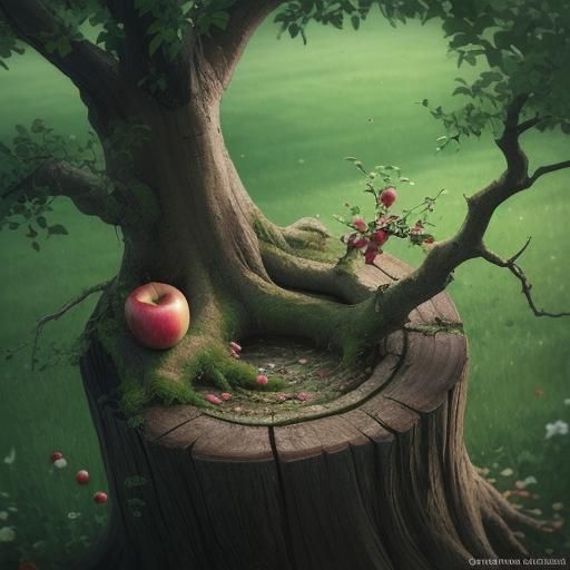 Apple Tree Growing From a Stump