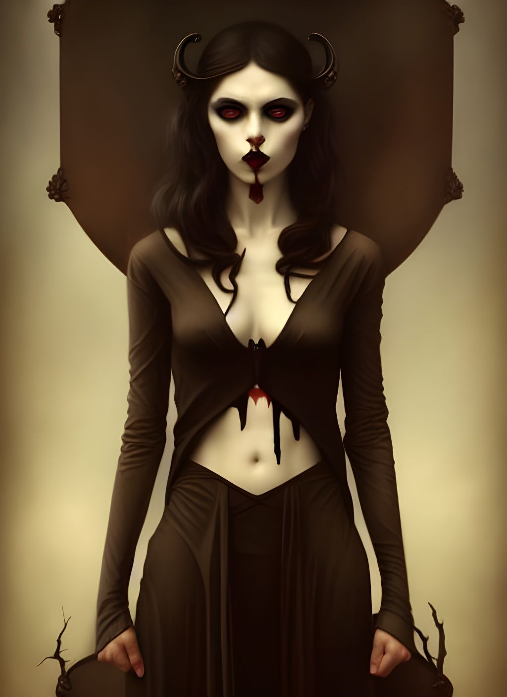 Gothic Vampire Queen Portrait in Dark Fantasy Style