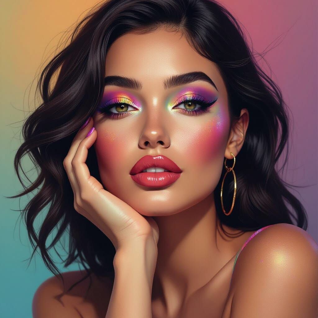 Vibrant Surreal Self-Portrait in Electric Colors