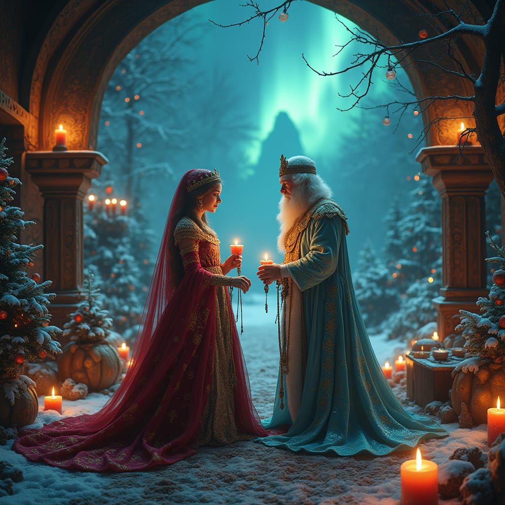 Ethereal Christmas Figures Saylor in Snowy, Fantastical Real...