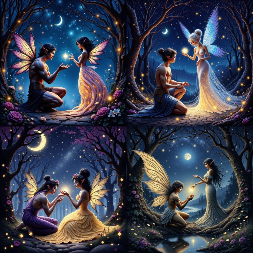 Elf Warrior Presents Gift to Fairy Queen