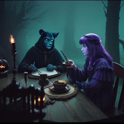 Yarn Spinning Wheel with Amethyst in Dark Academia Style