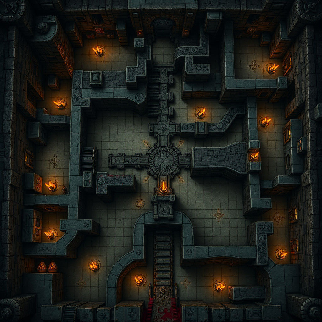 Detailed Dungeon Battlemap in Gothic Fantasy Style
