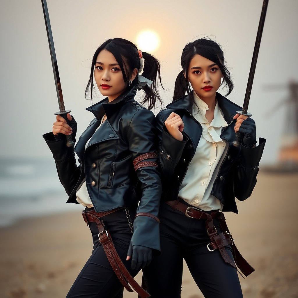 Twin Asian female pirate assassins