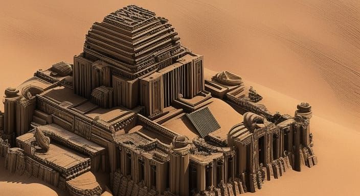 Epic Desert Ziggurat in Digital Matte Painting