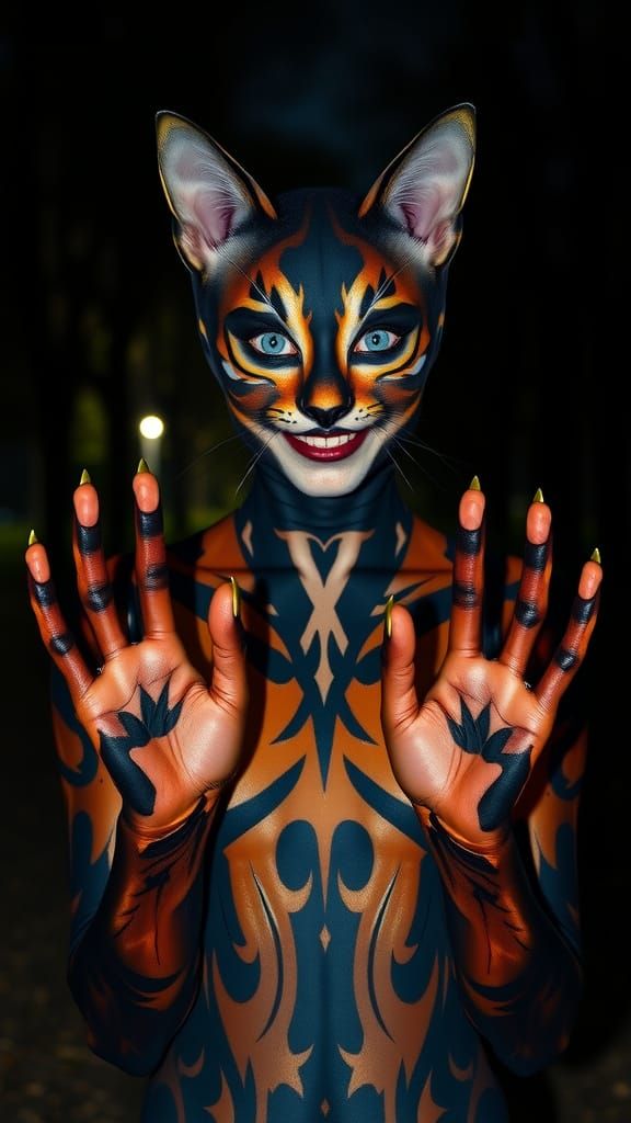 Ginger Catwoman in Dark Night Park