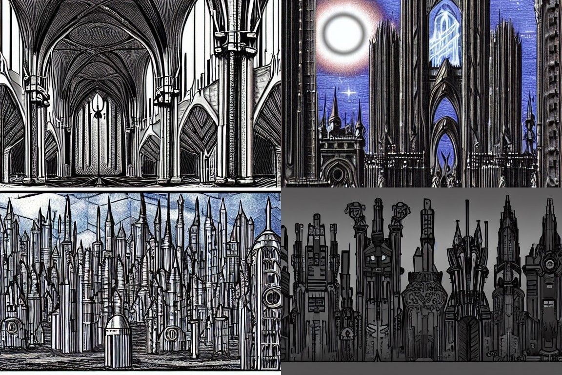 Sci-Fi City in Gothic Art Style