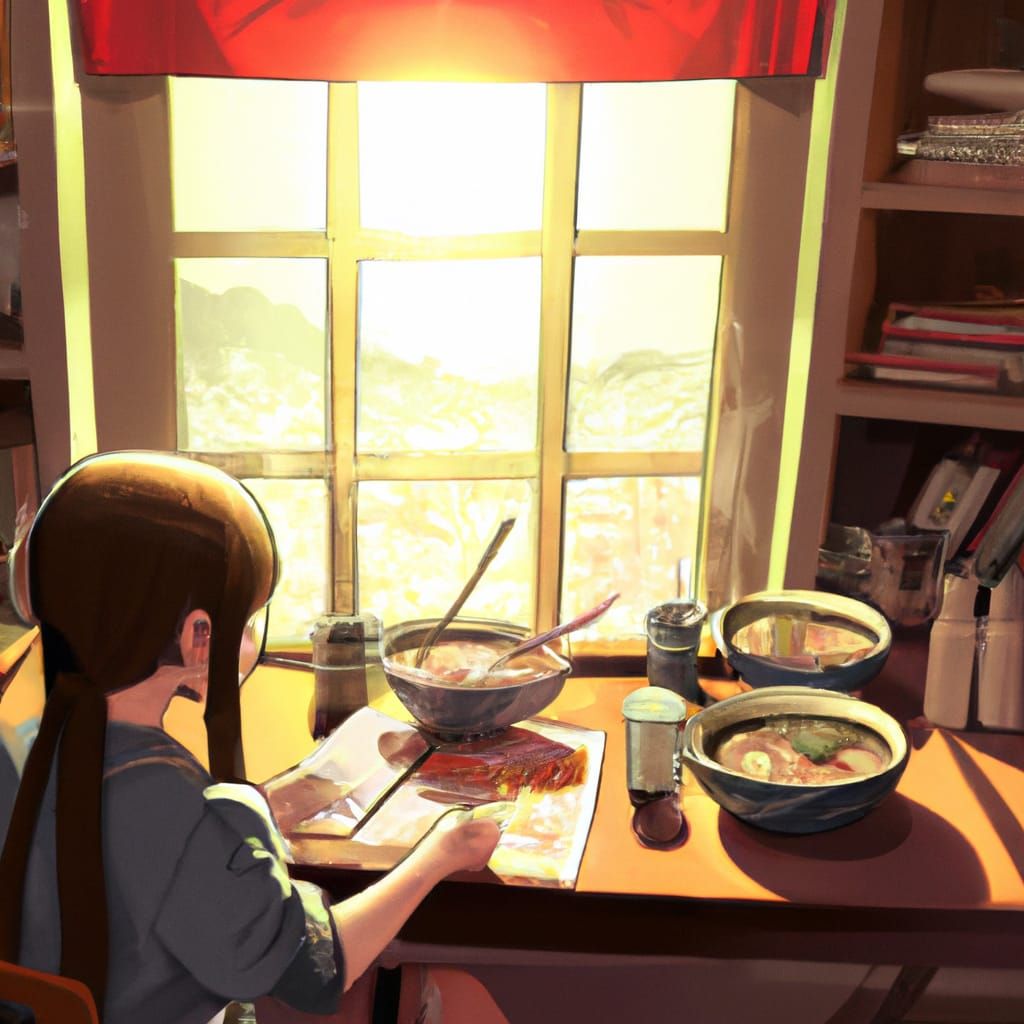 Anime Girl Ramen Sketching: Ghibli-Inspired Art
