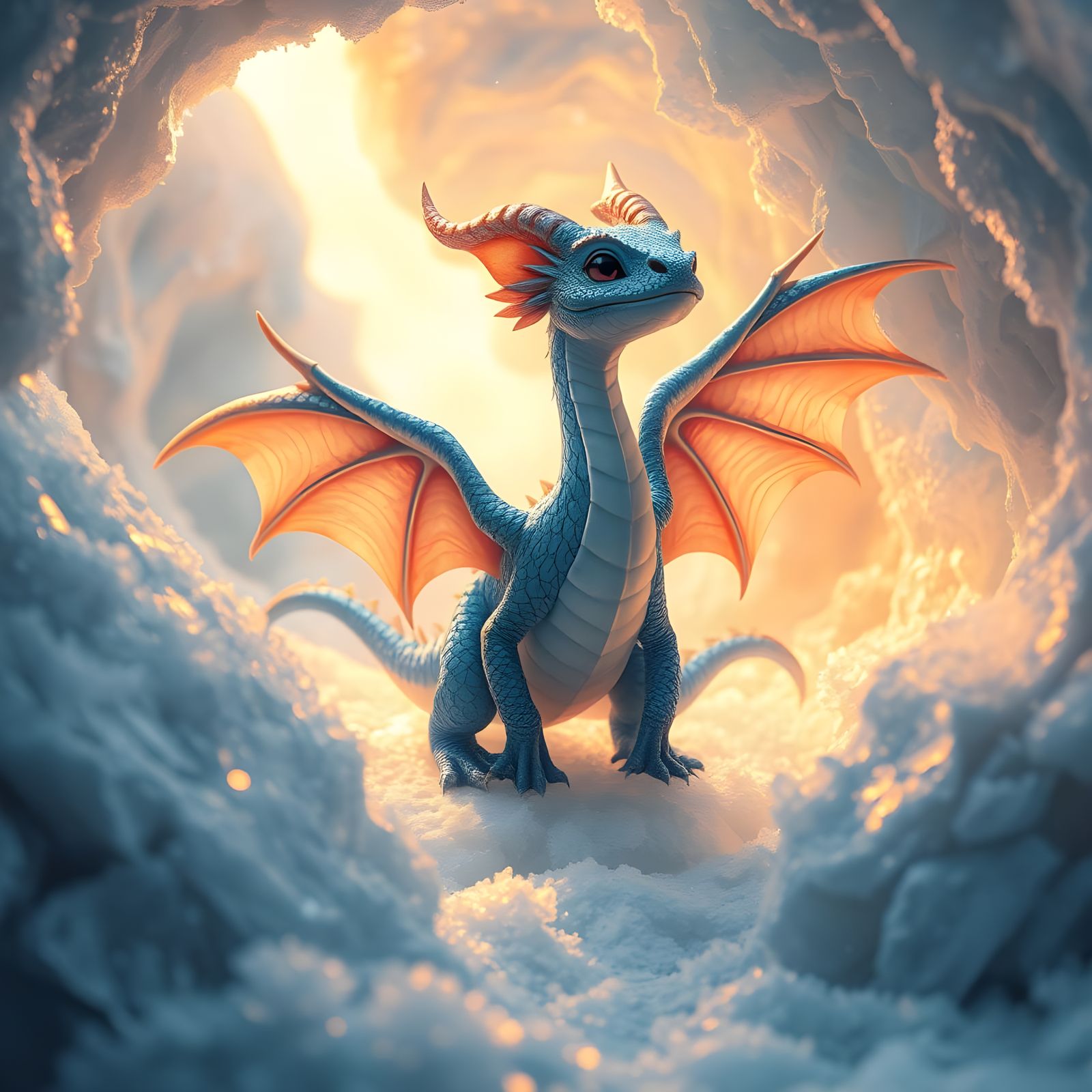 Dragon Takes Flight in Icy Cave