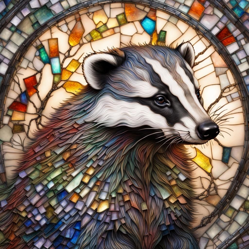 Illuminated Glass Badger in Art Nouveau Style