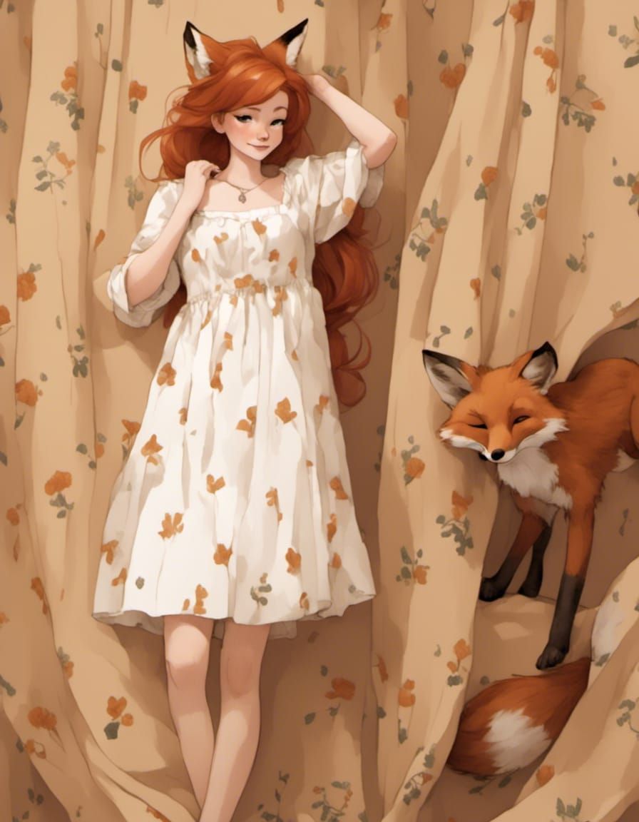 Fox-girl VIXEN (age 19) with some fox spirts playing hide an...