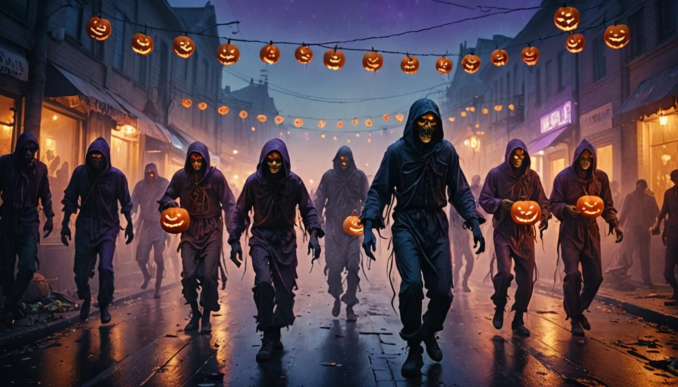 Zombies Dancing on Halloween Night, Fantasy Art
