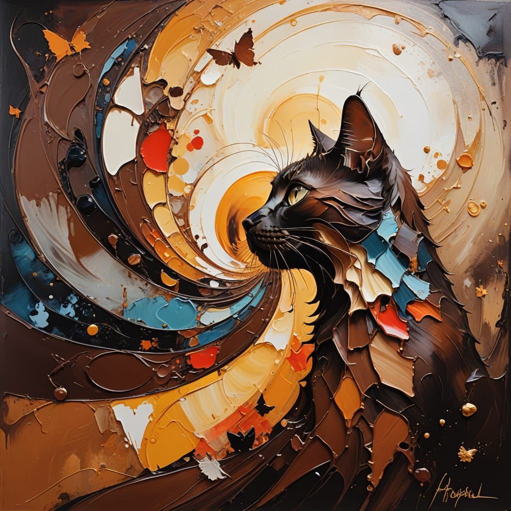 Abstract Cat. chocolate painting
