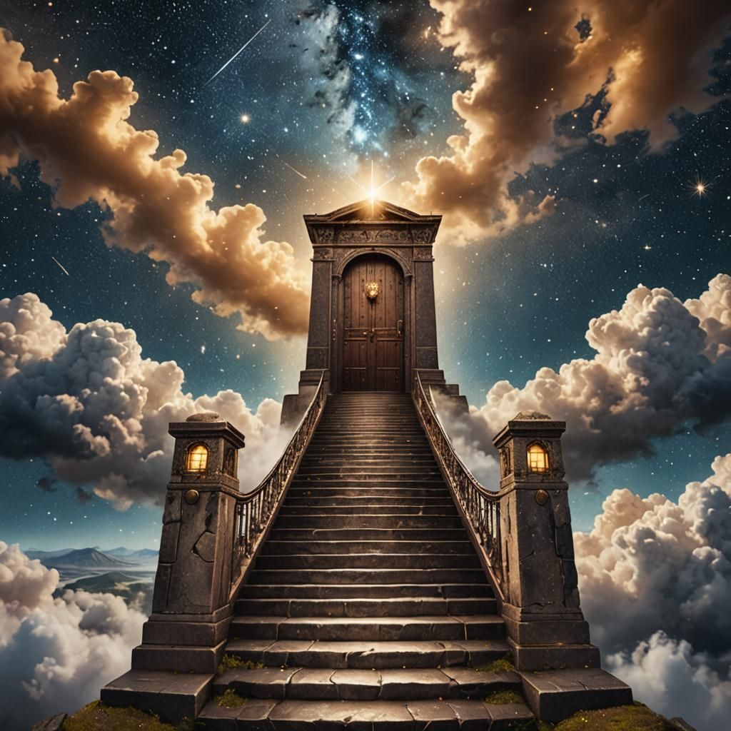 Stairway to Golden Gate in Starry Sky