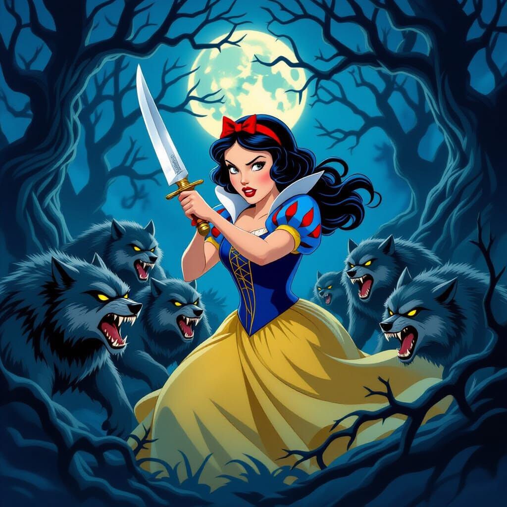Snow White Battles Werewolves in Dark Forest