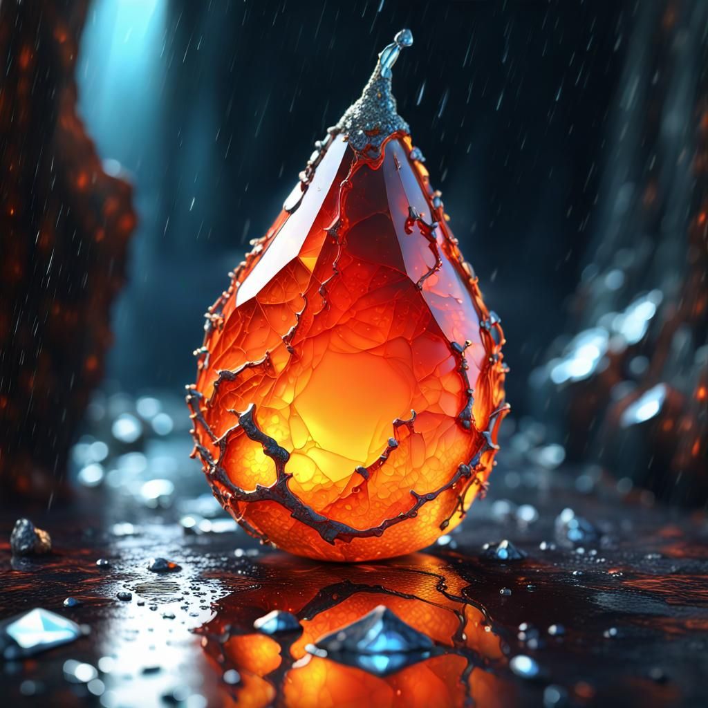 Fire Opal Pear Abstract in Diamond Painting Style