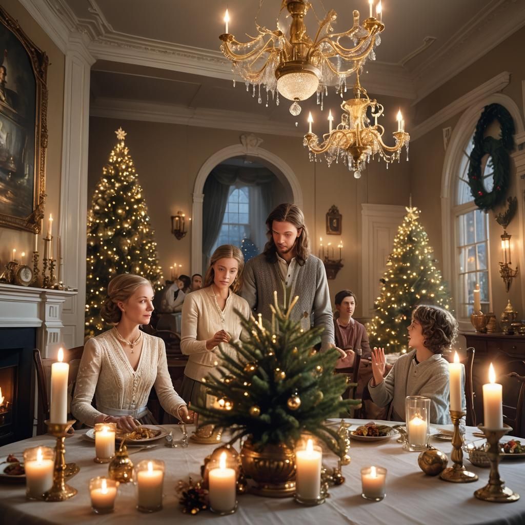 Christmas Family Prayer in Ethereal Lighting