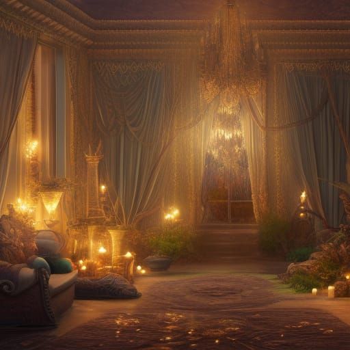 Opal living room with lots of crystals and candles and lots of beautiful plants