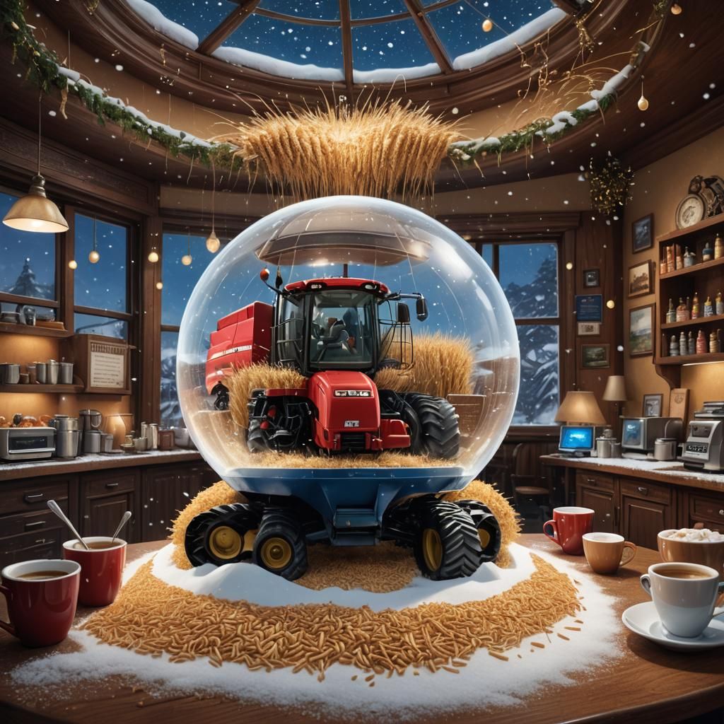 Combine Harvester in Snow Globe: Fantasy Concept Art