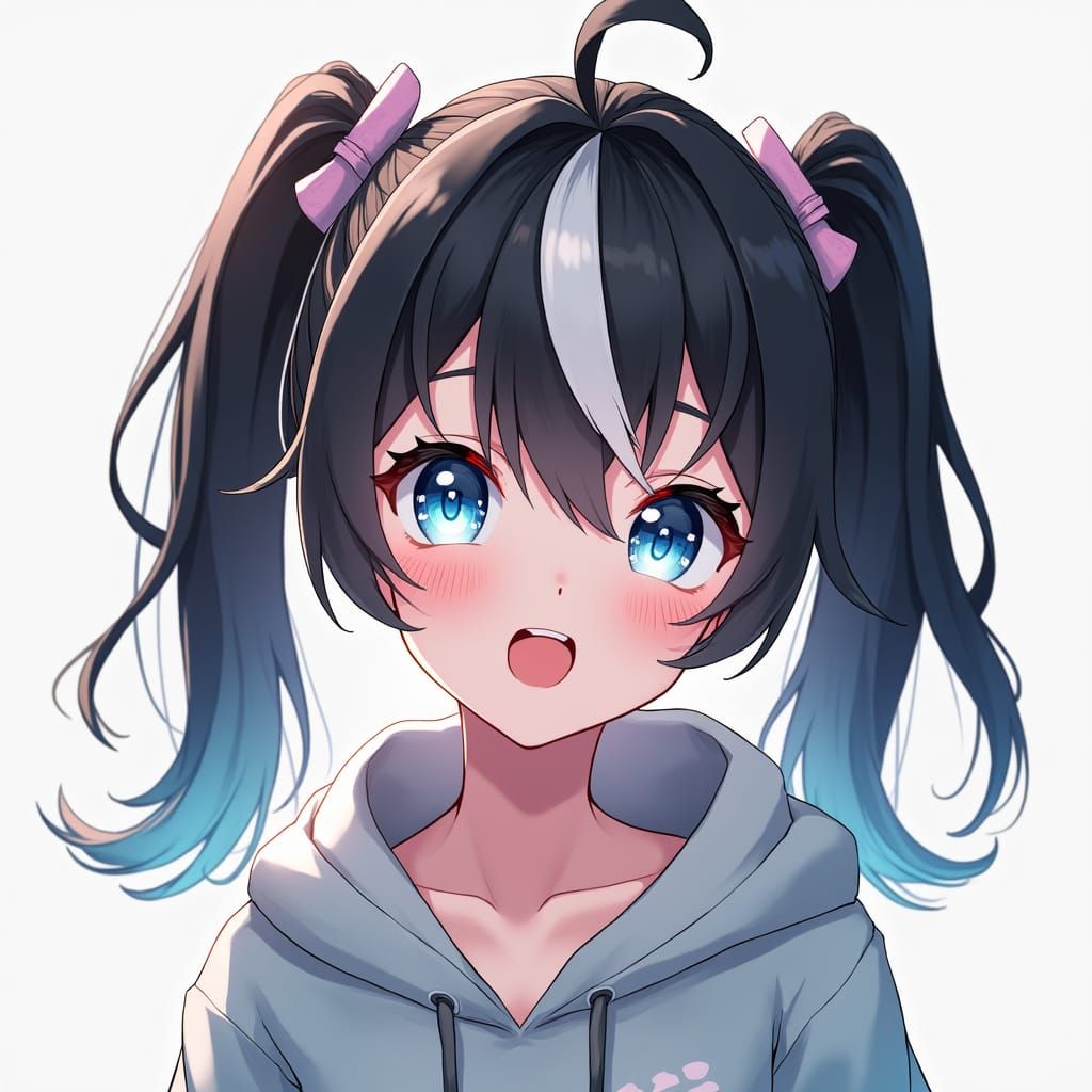 Anime Girl with Pigtails in 3D Art Style