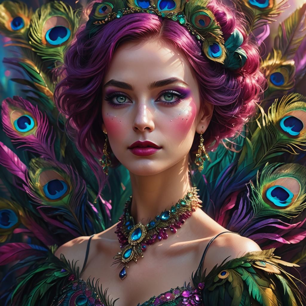 Peacock Woman: A Vibrant Digital Painting