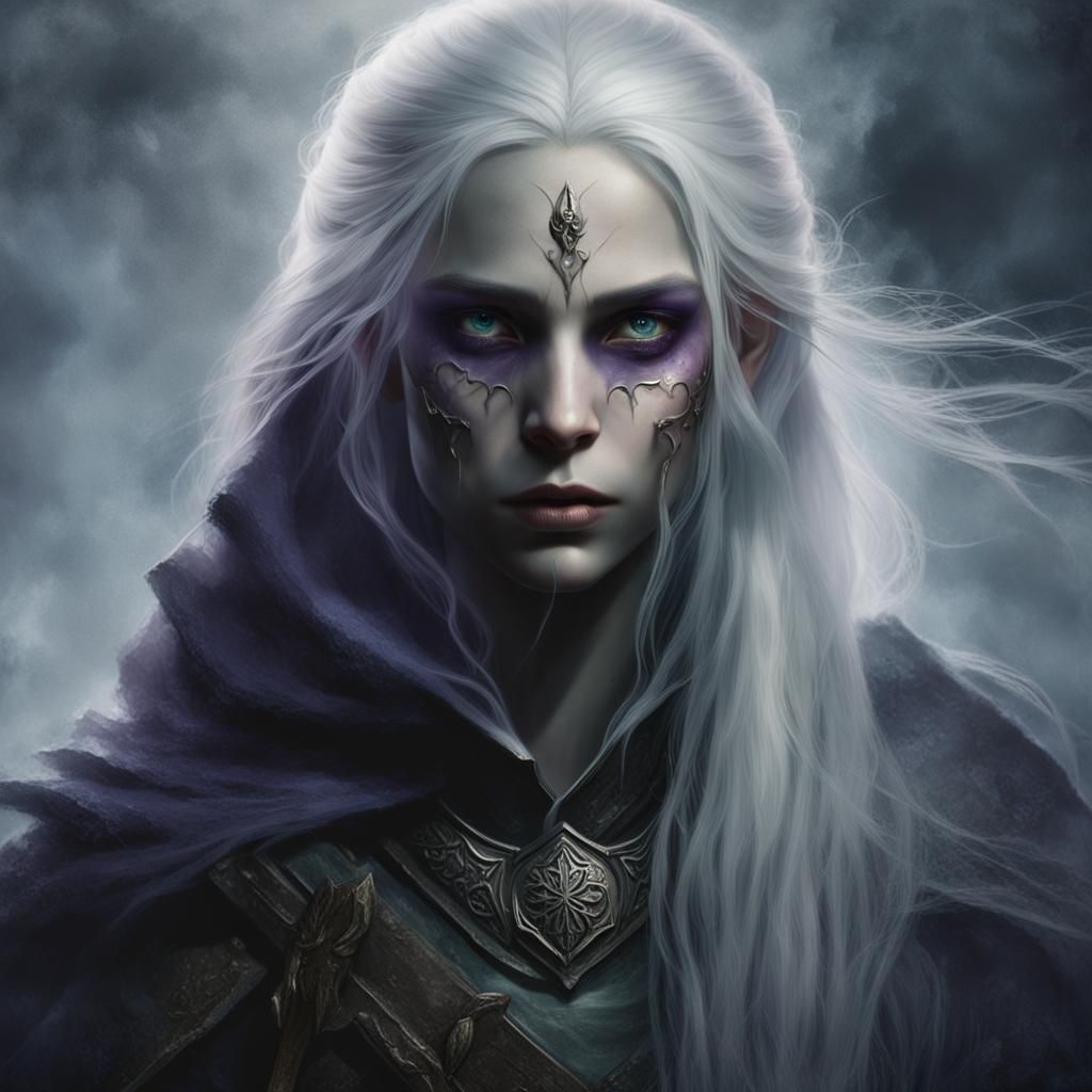 Eerie Elf Rogue Portrait in Dark Fantasy Style