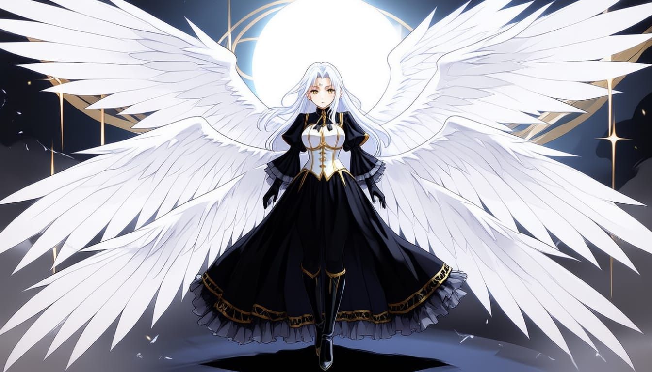 Gabriel Angel with White Hair and Gothic Dress