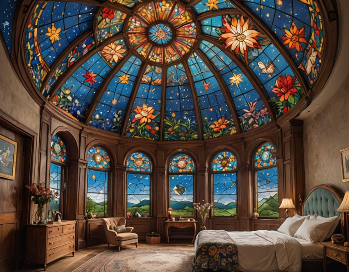 Stained Glass Dome Bedroom Under the Stars
