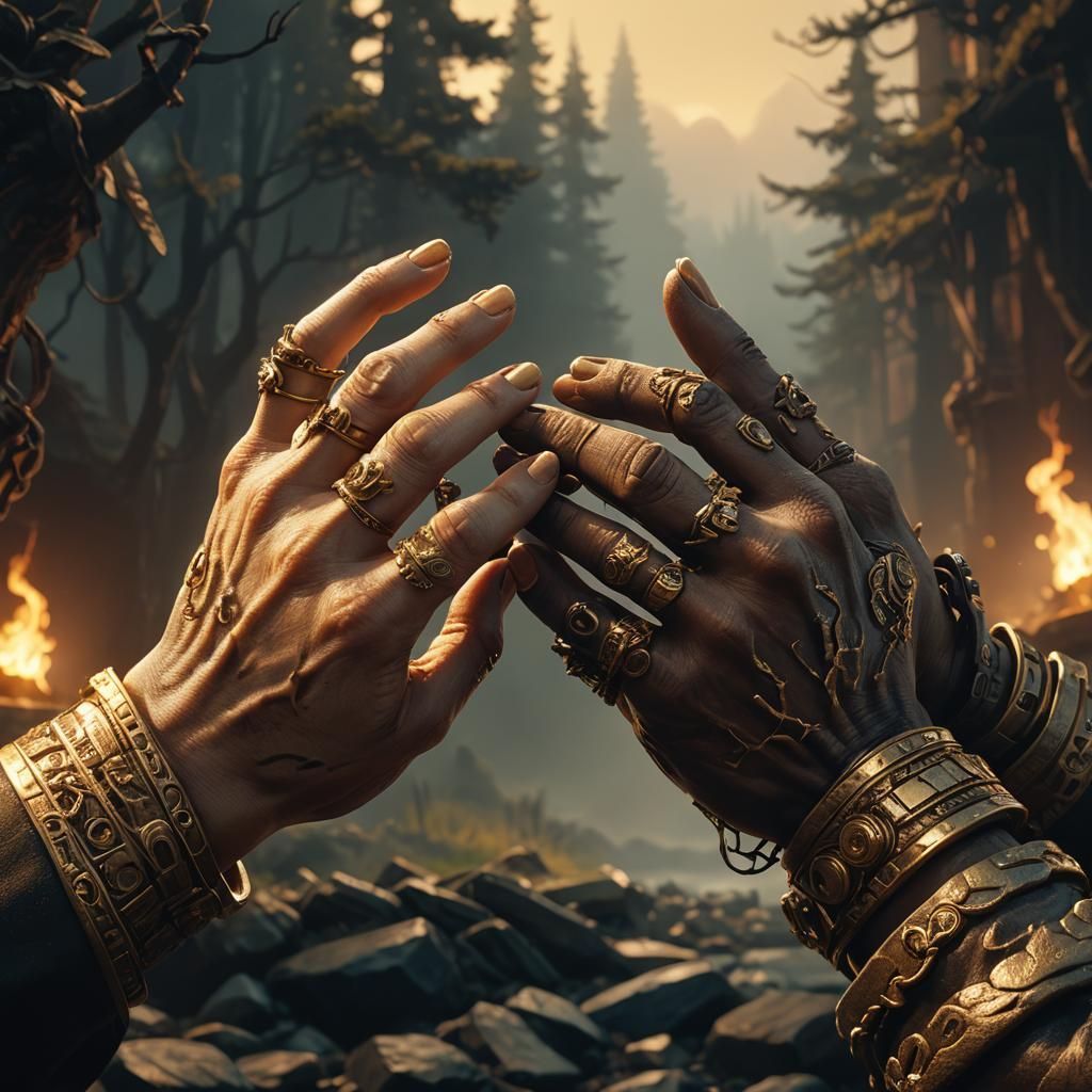 Hands in Naga Mudra Pose: Digital Matte Painting