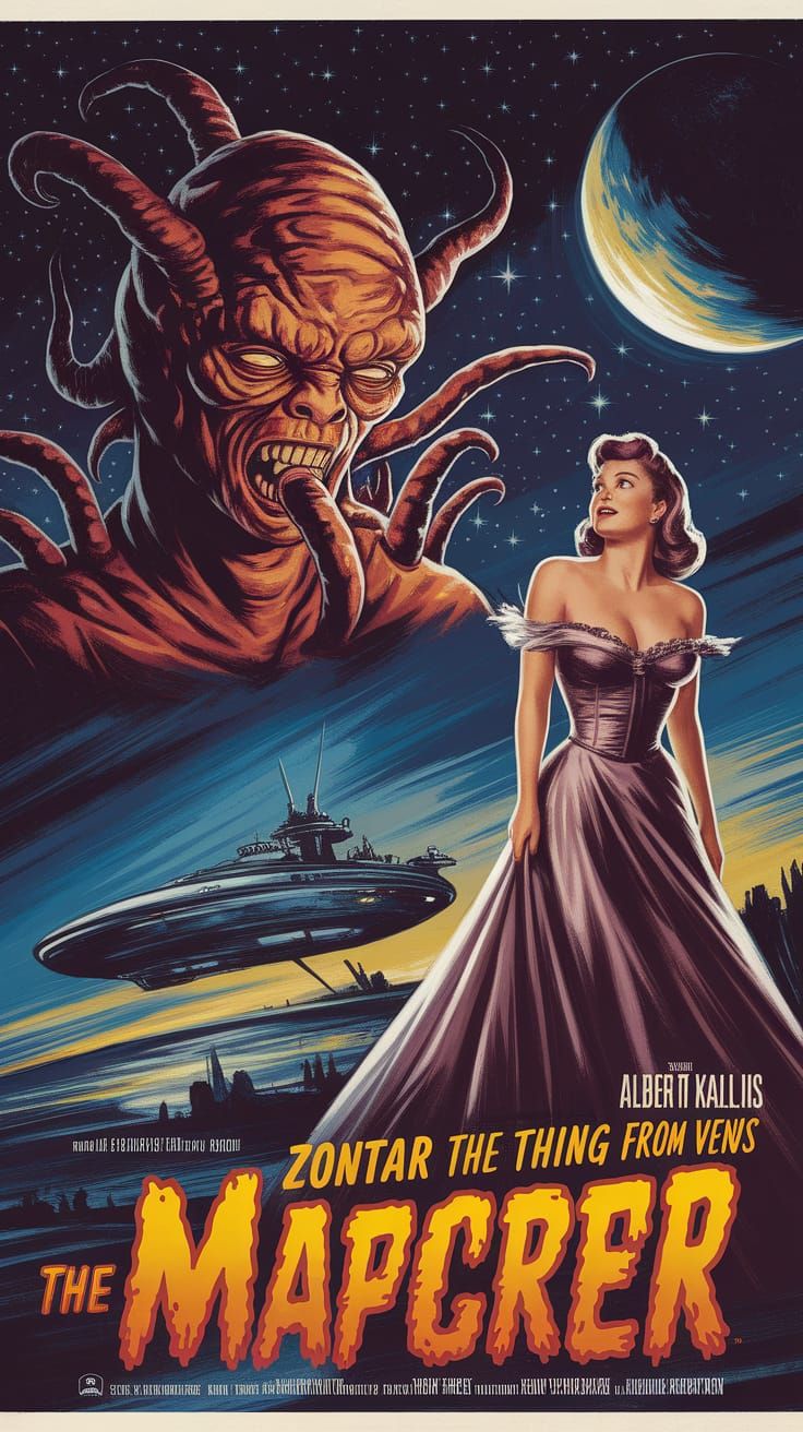 Zontar Movie Poster: Alien Threat and 1950s Starlet