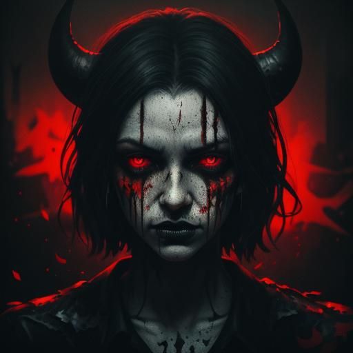 Crying Demon in Halloween Graffiti Art Portrait